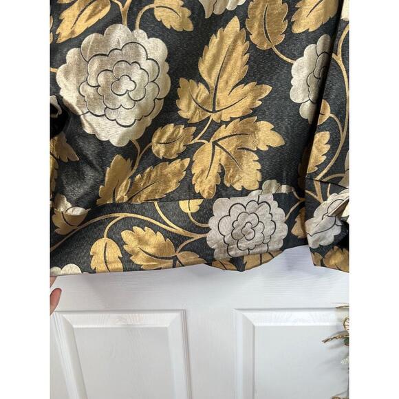 CHELSEA & THEODORE Harlow Jacket Size 6 Black Floral Cropped Metallic 3/4 sleeve - Picture 10 of 14